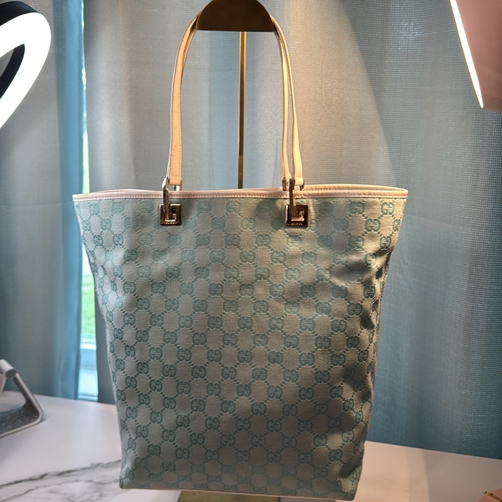 Gucci Guccissima Teal Canvas Tote - Picture 12 of 12